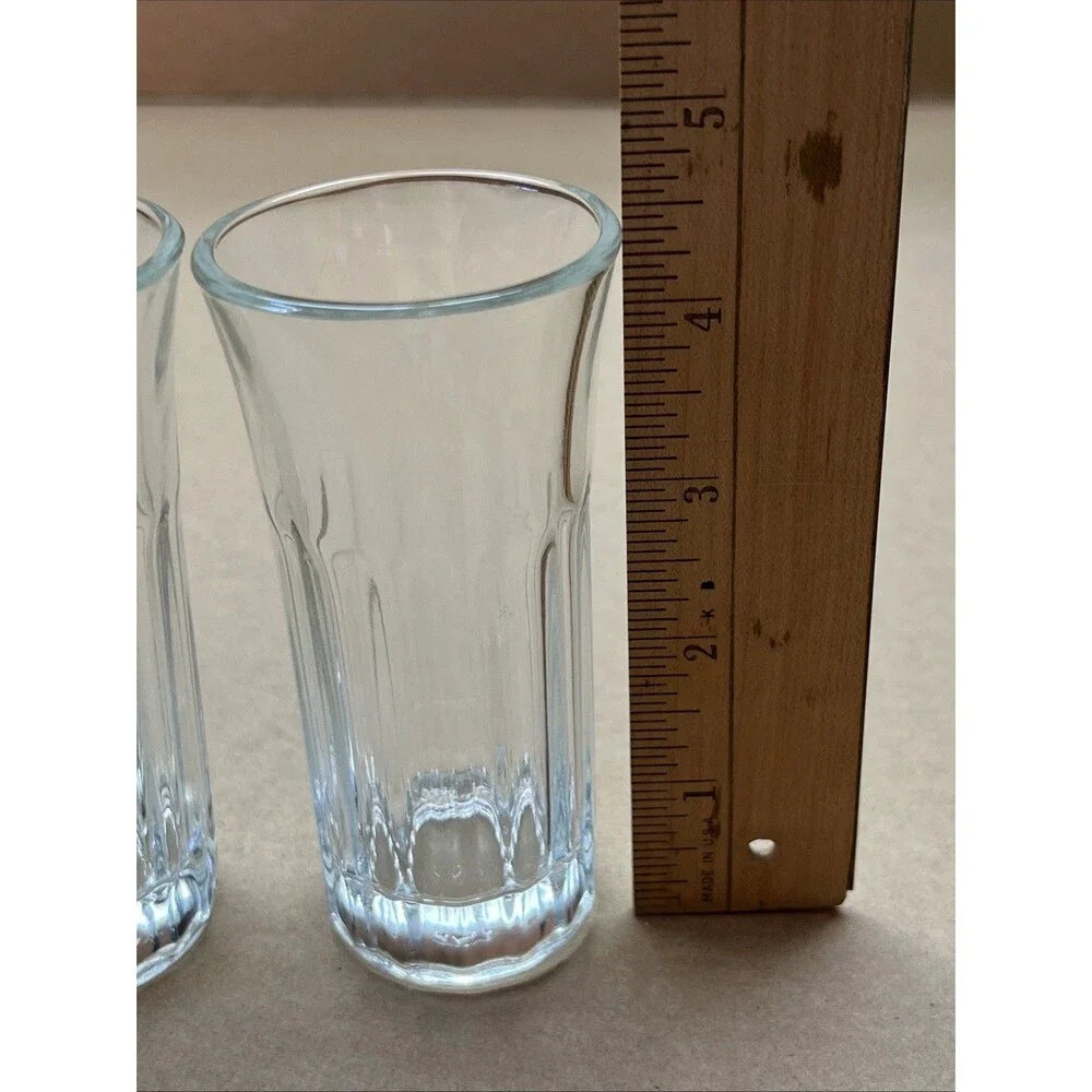 Libbey Paneled Tall Cordial Glasses Cocktail 4.25” Tall Set of 2 Vintage Rare